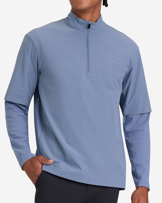 Bad Birdie Men's Bad Elements Mechanism Quarterzip - Blue Mirage