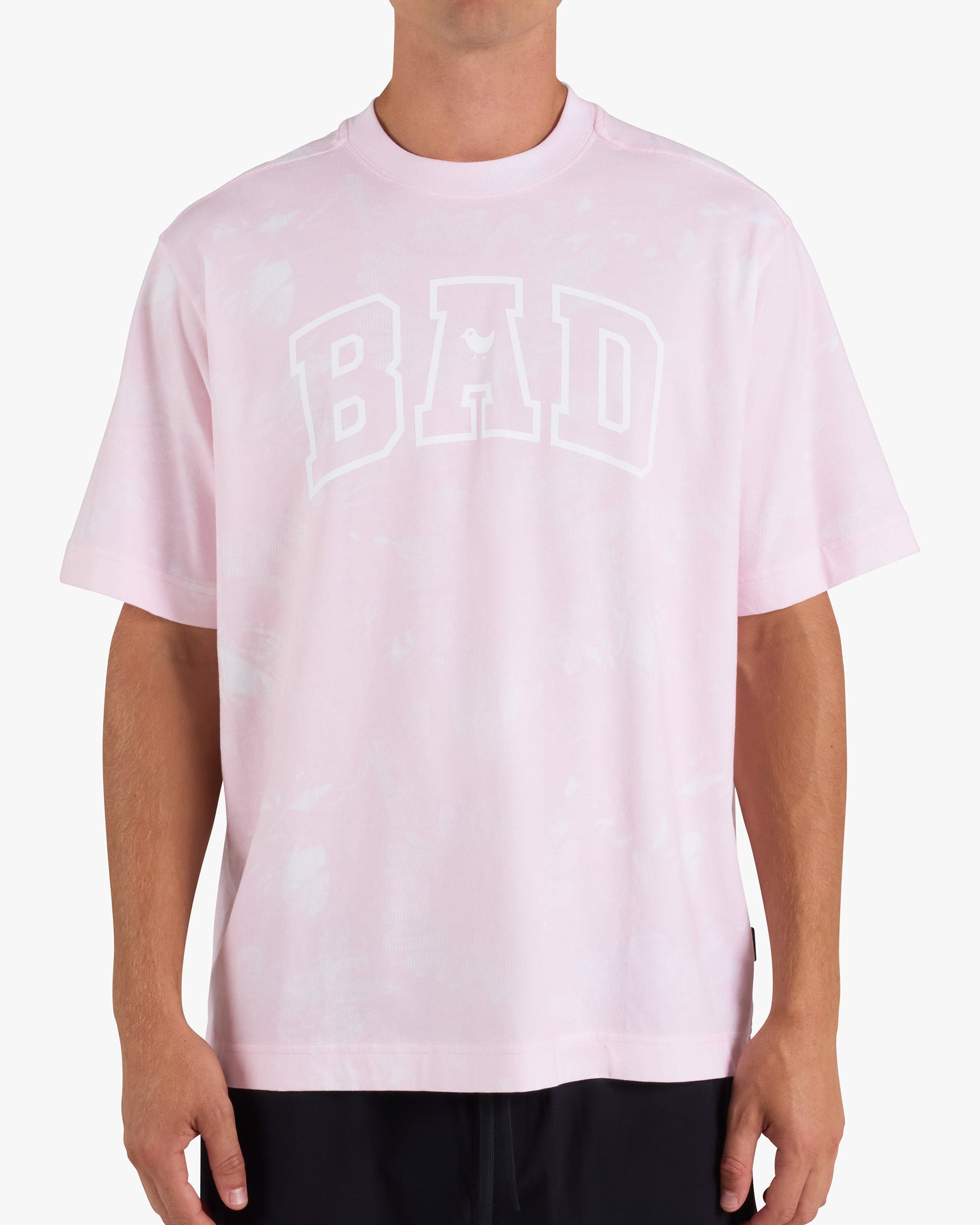 Bad Birdie Men's Varsity Bad Graphic Tee - Pointed Flowers - Frosty Petal