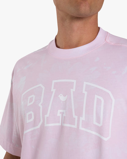Bad Birdie Men's Varsity Bad Graphic Tee - Pointed Flowers - Frosty Petal
