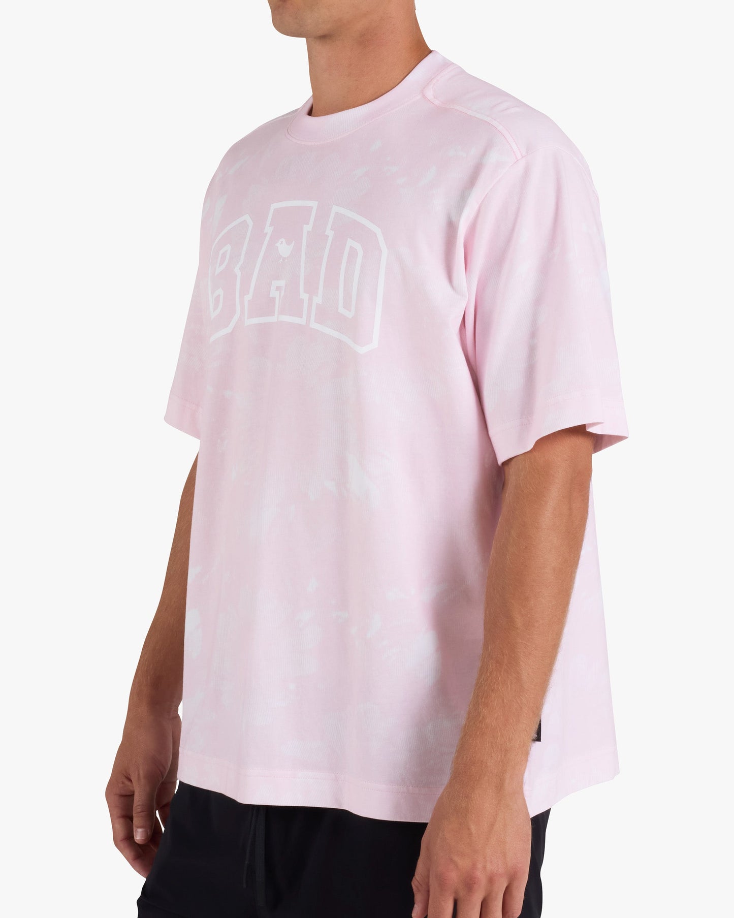 Bad Birdie Men's Varsity Bad Graphic Tee - Pointed Flowers - Frosty Petal
