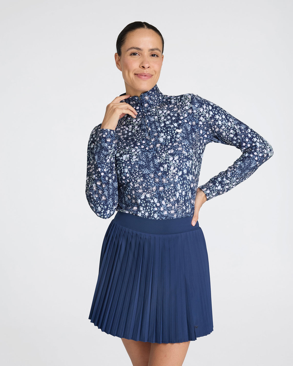 Bad Birdie Women's Quarterzip - Super Duper Bloom - Dark Navy