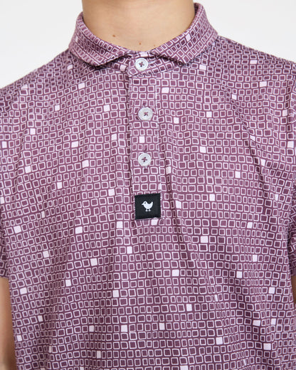 Bad Birdie Youth Polo - Block Party - Plum Wine